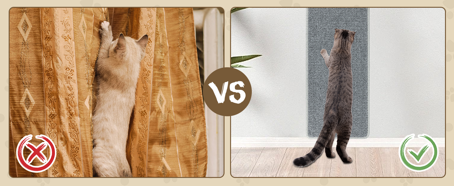 Килимок для дряпання котів FHTONGE 71x15.8 см з сизалю для кріплення на стіну, сірий