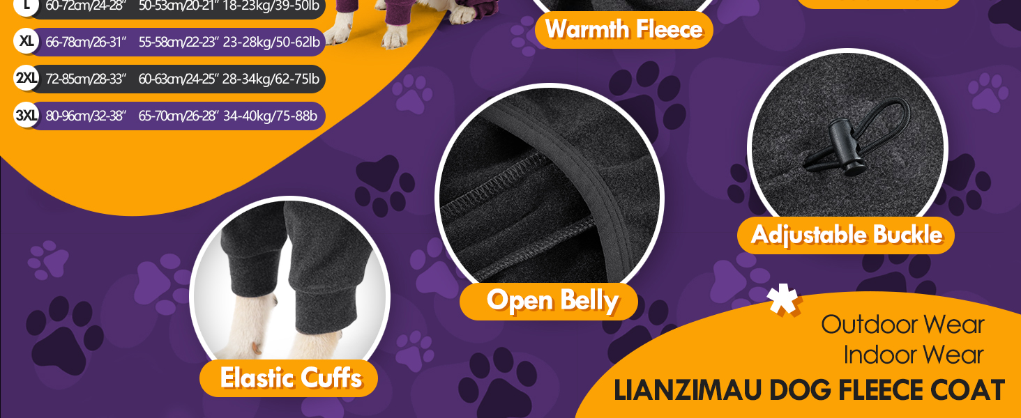Теплий зимовий теплий флісовий одяг для собак Lianzimau, бордовий колір, розмір XXXL