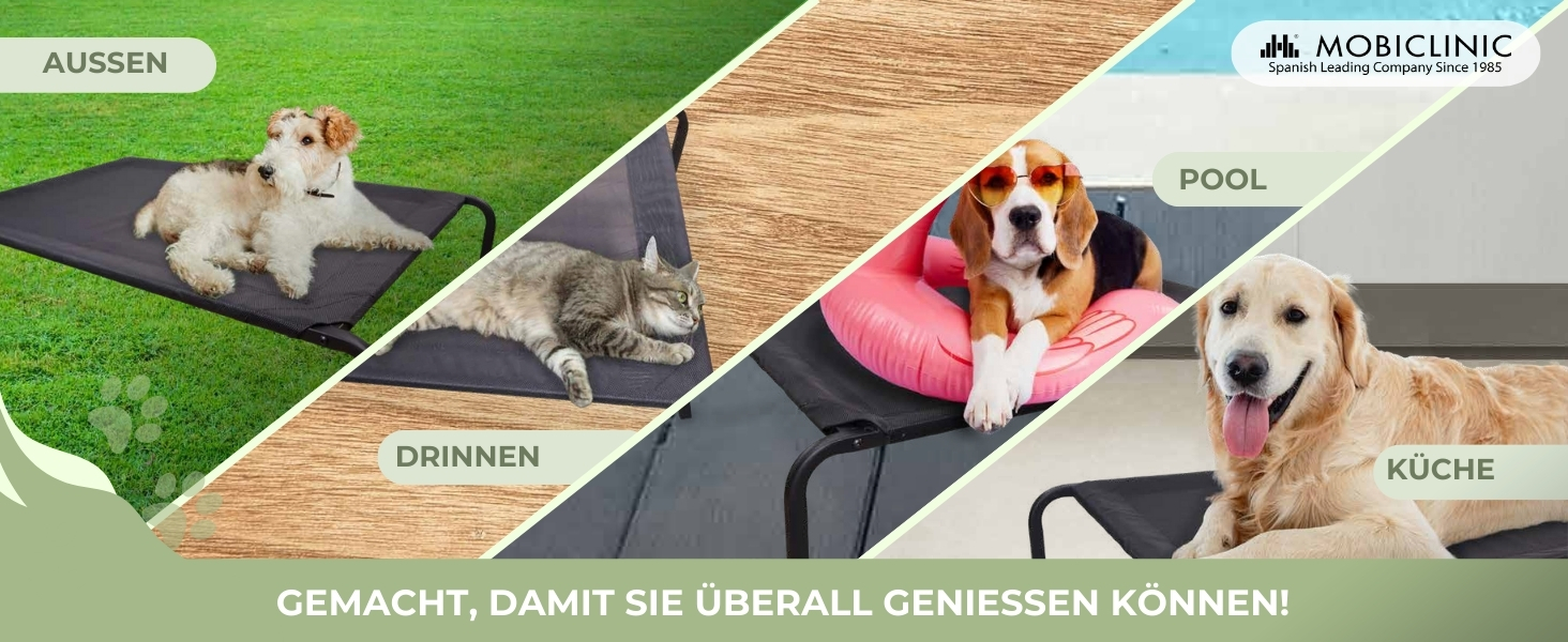 Mobiclinic® Cleo: Підвищене ліжко для собак, ізольоване, 122x71x21 см, чорне