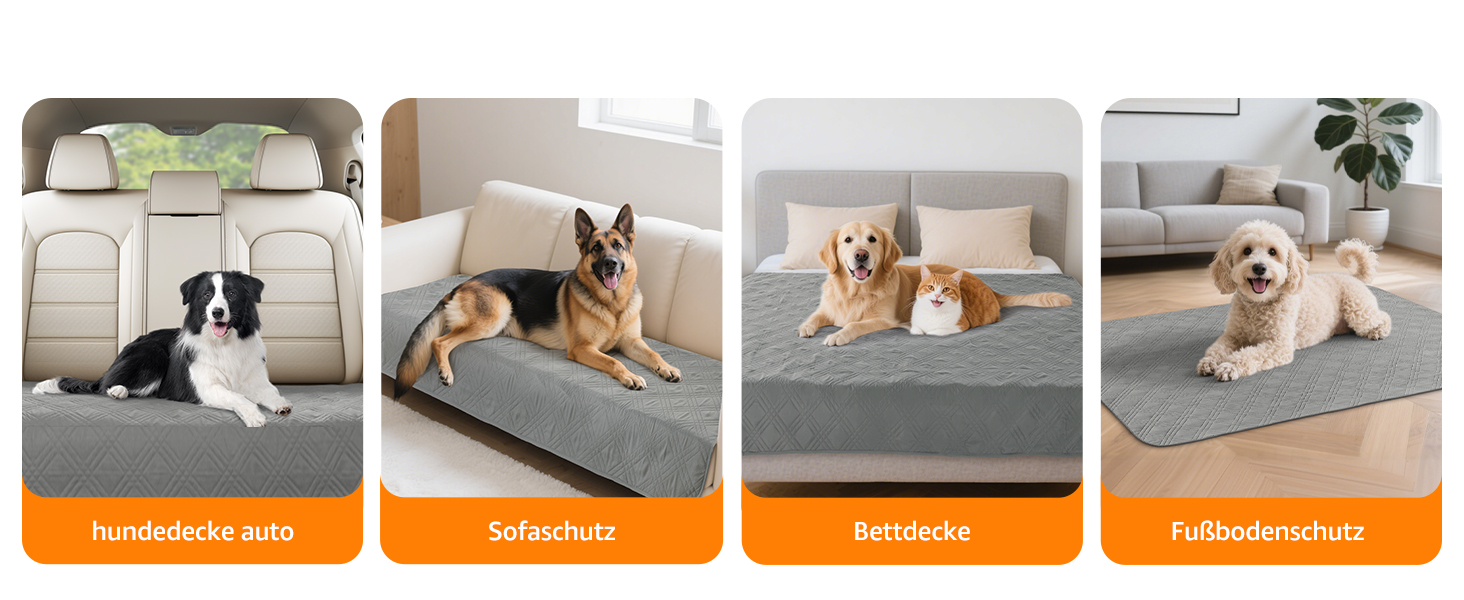 Водонепроникний килимок для собак Pick for Life, 208x304 см (Сірий) - захист дивану та ліжка