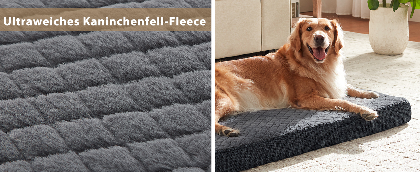 Ортопедичне ліжко для собак JOEJOY, 61x43x9 см, сіре - м'яке, з неслизьким дном