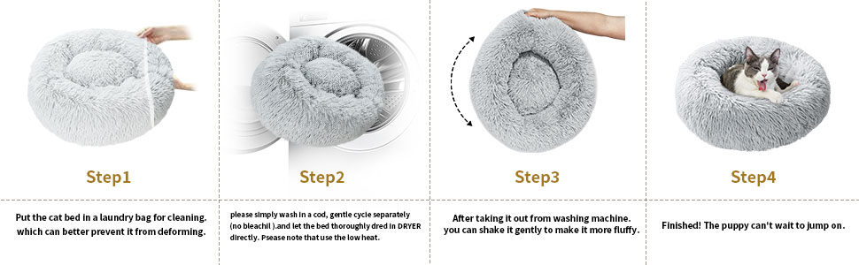 Кругле ліжко для котів та собак, 60 см, плюшеве, миється, сірий колір