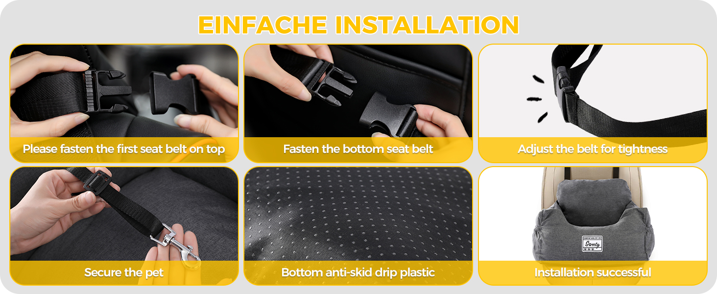Автокрісло для собак Petpela з безпечним ременем, м'яке, водонепроникне, антиковзаюче - для малих та середніх собак (сірий)