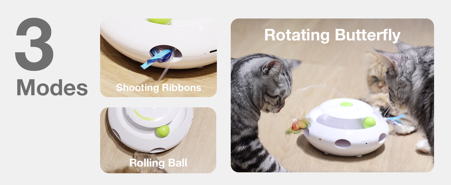 Інтерактивна іграшка для котів ALL FOR PAWS 3 в 1: метелик, м'ячики, пір'я. Автоматична іграшка для дому.