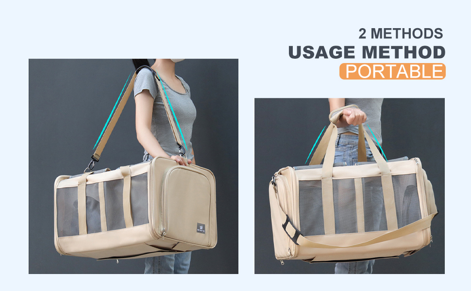 Транспортна сумка PETCUTE для котів середніх розмірів та маленьких собак до 17.5 кг, складана переноска з плечовим ременем та внутрішнім страхувальним шнуром, переноска для котів для подорожей, схвалена авіакомпаніями, темно-сіра