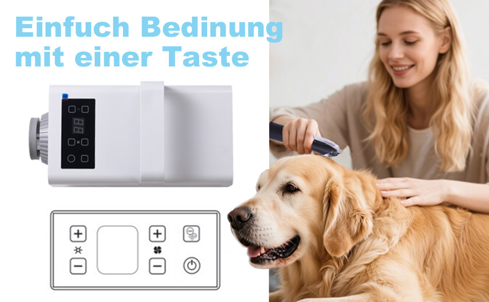 Фен для собак Kanonen-Stil, білий, 2400W, регульована потужність, 1-9 рівнів, температура 35-60°C, сенсорне керування