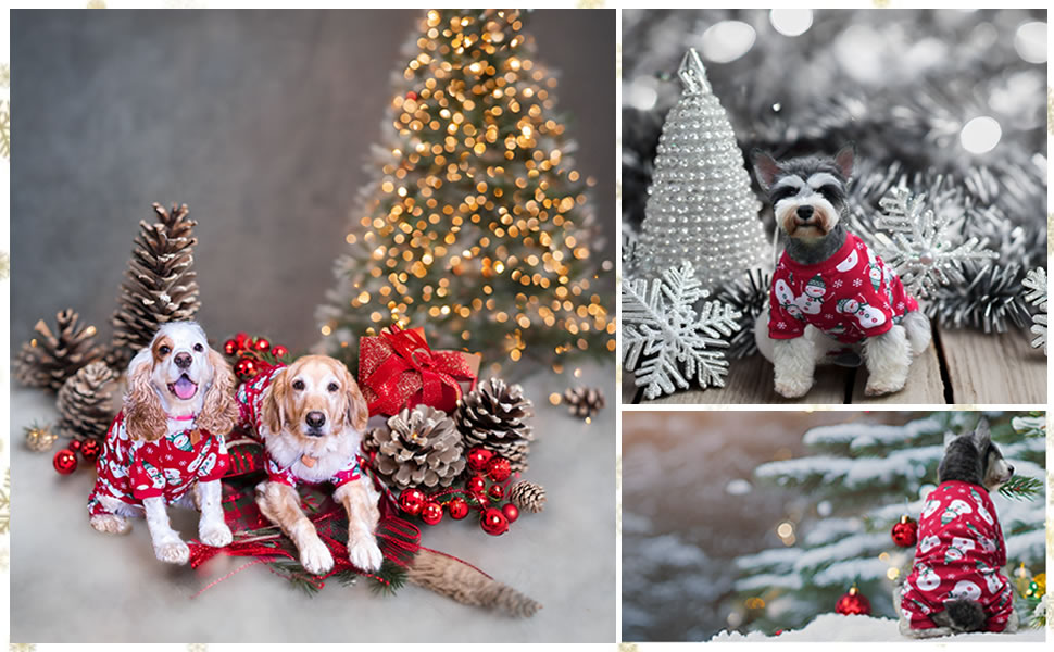 Піжама для собак Lanyarco з оленем, червона, бавовна, середній розмір, довжина спини 50.8 см