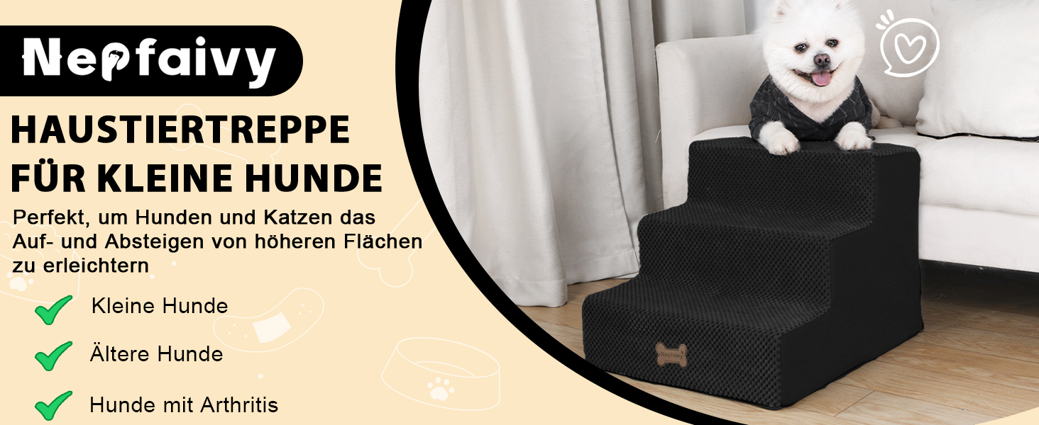 Сходинка для собак Непфайві - 3 сходинки, чорний колір (H:34 см)