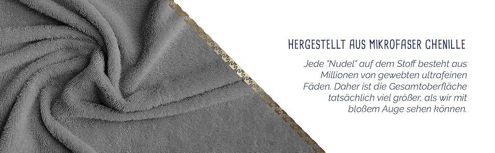 Рушник для собак Royal Dry L - мікрофібра, 60-68 см, для середніх порід, швидковисихаючий, з клямками, сірий