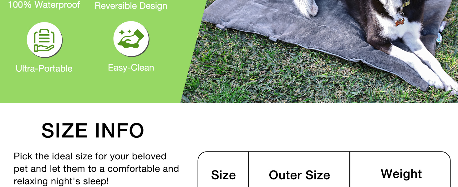 Водонепроникний килимок для собак Pawsse 127 x 70 см - для подорожей, авто, кемпінгу (сірий)