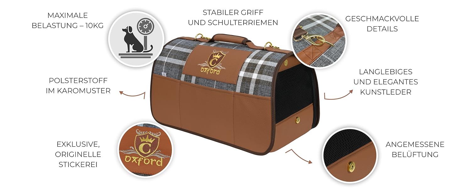 Транспортна переноска для собак та котів Cazo Oxford, 50x27x26 см, LXD0901