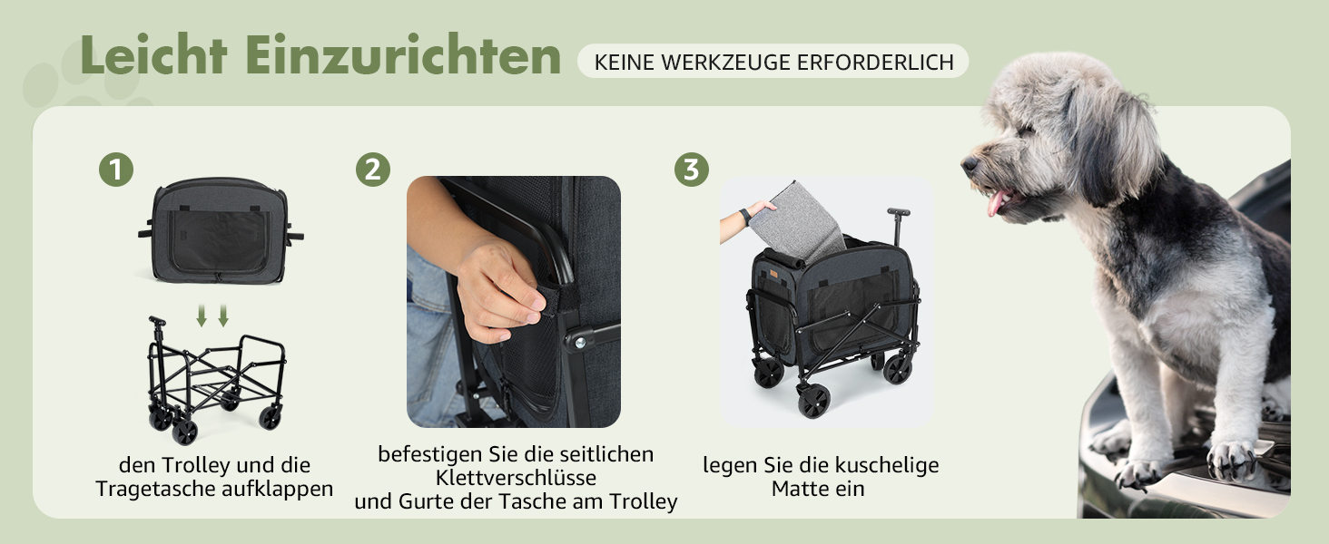 Транспортер для собак на колесах, велика візок для собак та котів до 18 кг, чорний/сірий