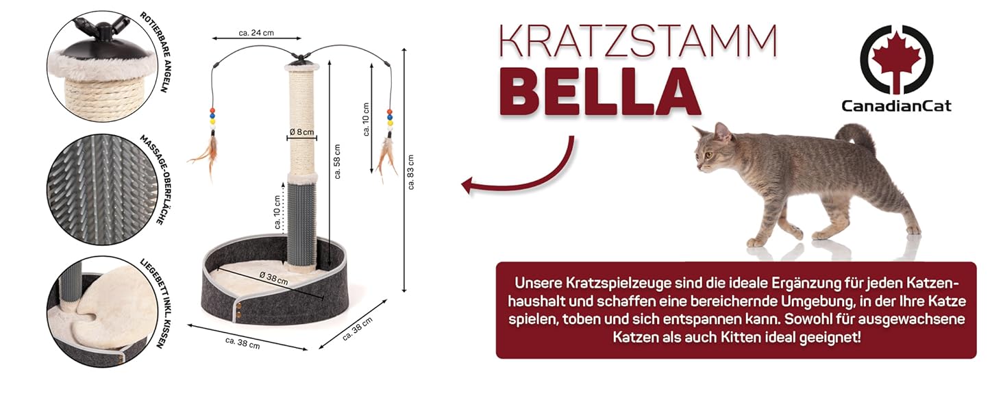 Котячий стовпчик для котів Lilly - інтерактивна іграшка для самостійних занять | 78 см | 33 x 33 x 80 см