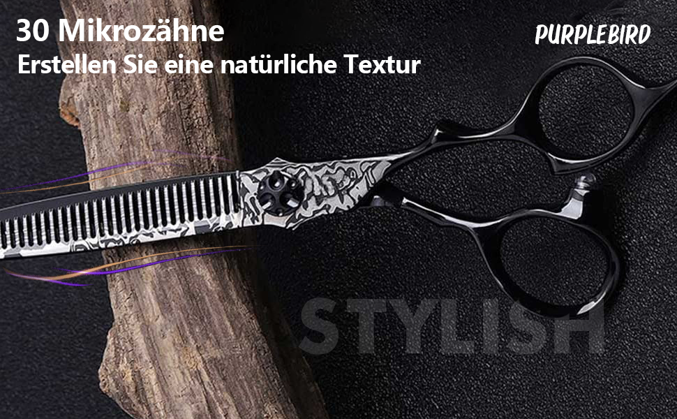 Професійні ножиці для волосся PURPLEBIRD 6 дюймів (ефільовані) з японської сталі 440C для жінок та чоловіків