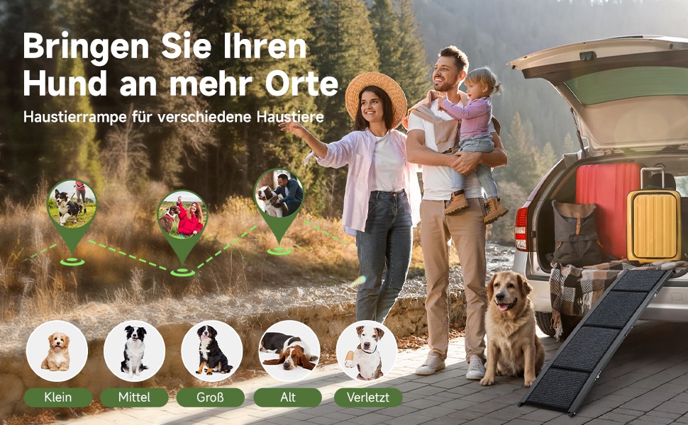 Рампа для собак у машину, розкладна, 170 см, для великих, середніх та малих собак, до 110 кг