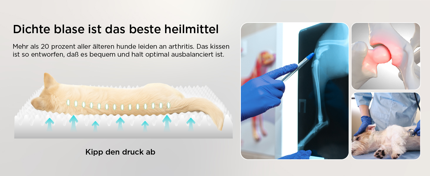 Ортопедичне ліжко для собак BEDSURE - великі породи, 91x69x8 см, м'яке, миється, сіре