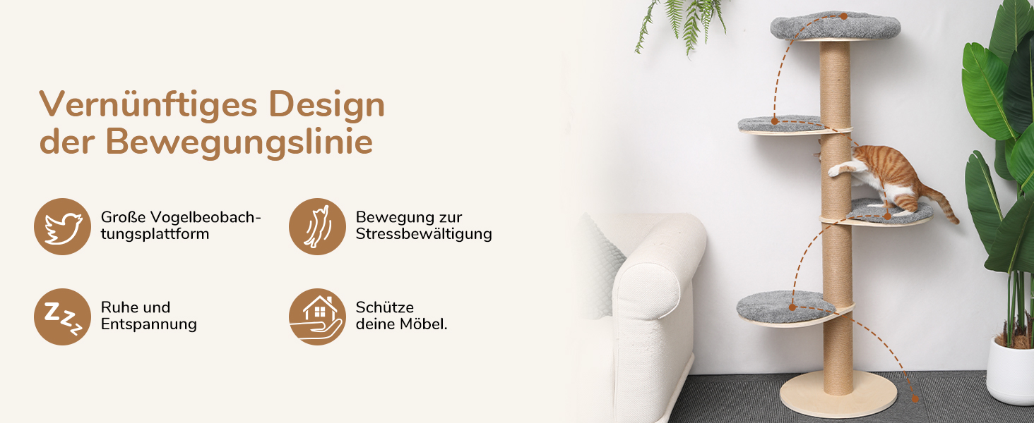 Дім-кіготник для котів FUKUMARU, 5 поверхів, з м'яким ліжком, сірий