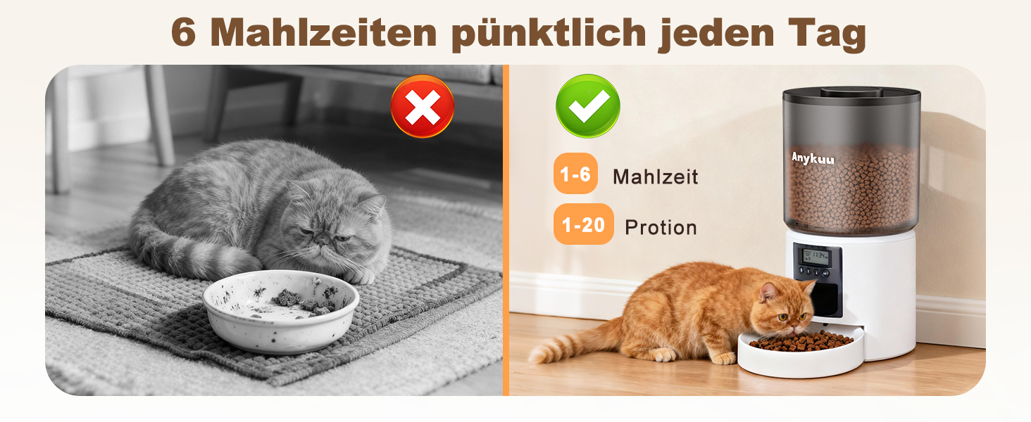Автоматичний годівниця для котів та собак Anykuu 4L з таймером та контролем порцій. Автоматичний диспенсер для сухого корму з функцією запису (10с) для маленьких та середніх тварин, білий
