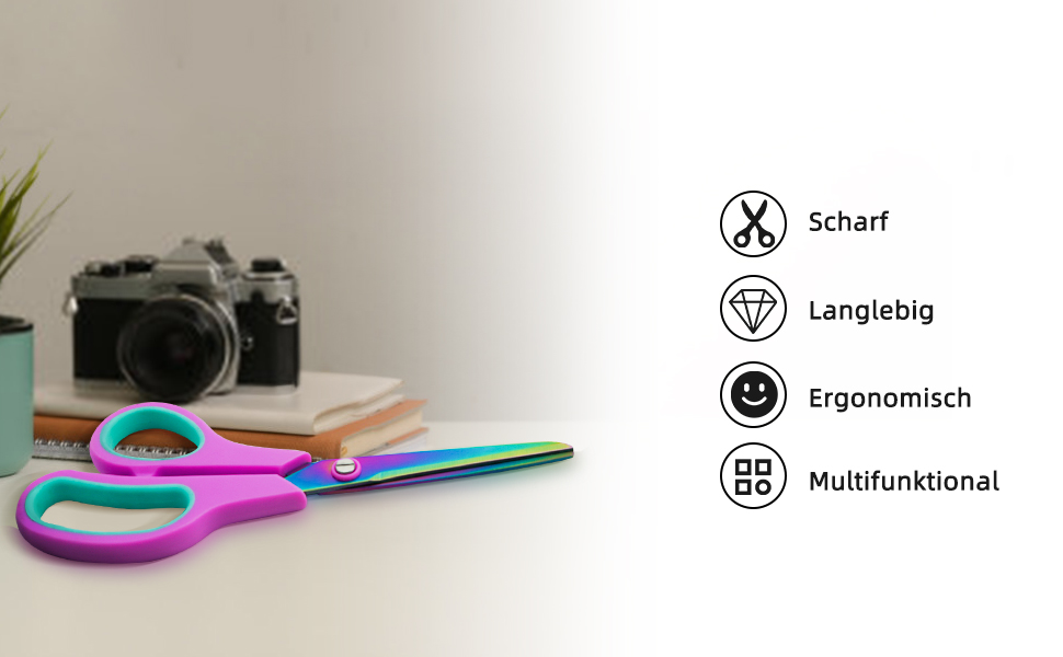 Набір ножиць CCR: 5 шт., нержавіюча сталь з титановим покриттям, зручна ручка, для дому, офісу та школи