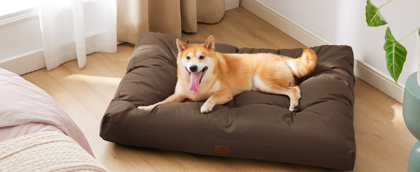 Килимок для собак BEDSURE великих порід, 111x89 см, водонепроникний, коричневий, 10 см заввишки