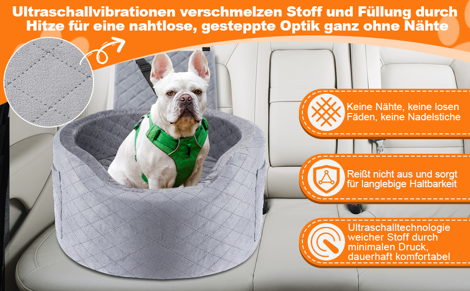 Автокрісло для собак - чорне автокрісло-бустер для маленьких собак з піною Memory Foam 28D, неслизька та вологостійка підкладка, переноска з кишенями для зберігання та ковдрою, сірий 02-Сірий