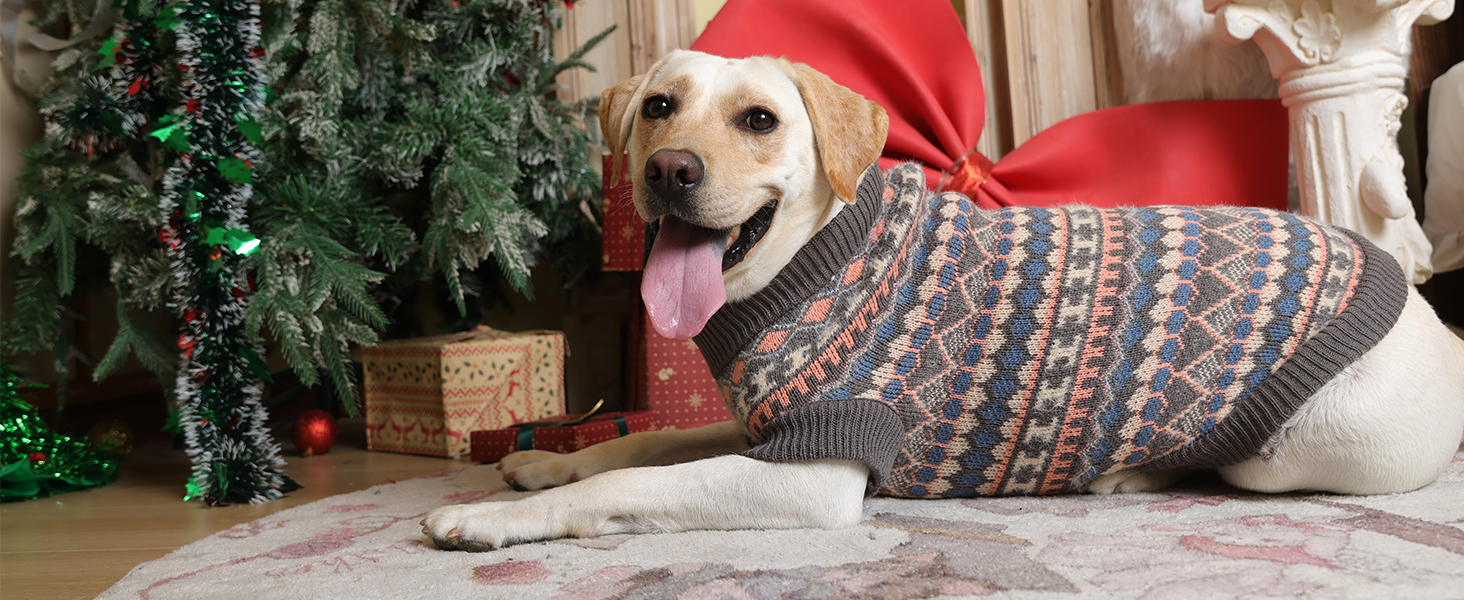 Теплий пуловер для собак - Boho стиль, різдвяний, з отвором для повідка, для чихуахуа, йоркширського тер'єра, джек-рассела, XS, колір кава