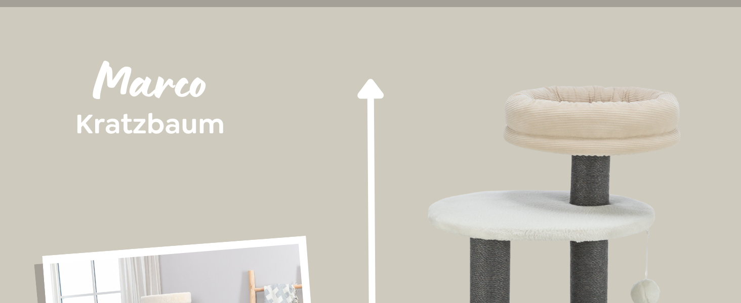 Дерев'яний кігтеточка TRIXIE Marco 114 см – багатоповерхова, з місцями для відпочинку та іграми