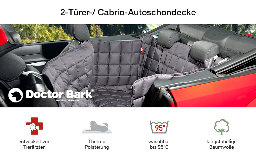 Килимок для собак Doctor Bark Cabrio з боковинами та блискавками, універсальний розмір, стійкий до подряпин, нековзкий, для заднього сидіння, підходить для кабріолетів та купе, сірий M