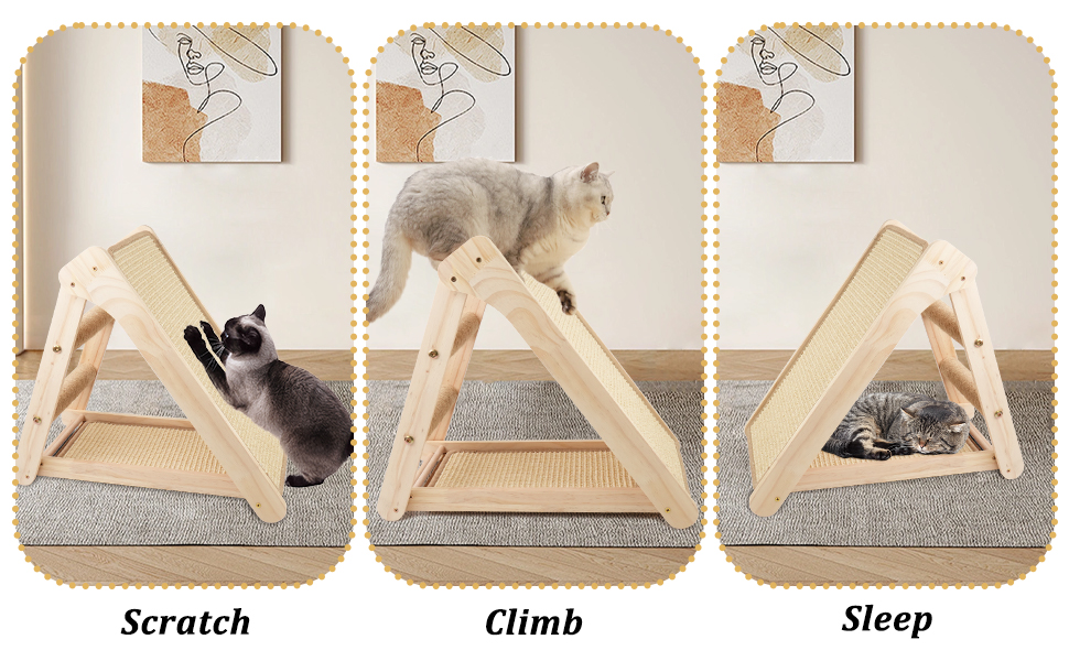 Котяче дряпальний борд Sibosen, 53x49x45 см, 3-в-1, з високоякісного сизалю, без встановлення