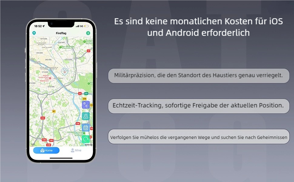 GPS трекер для тварин Mini Haustierortungsgerät: сумісний з iOS та Android, глобальна локація без підписки, для собак та котів, водонепроникний, легкий (3 шт.)