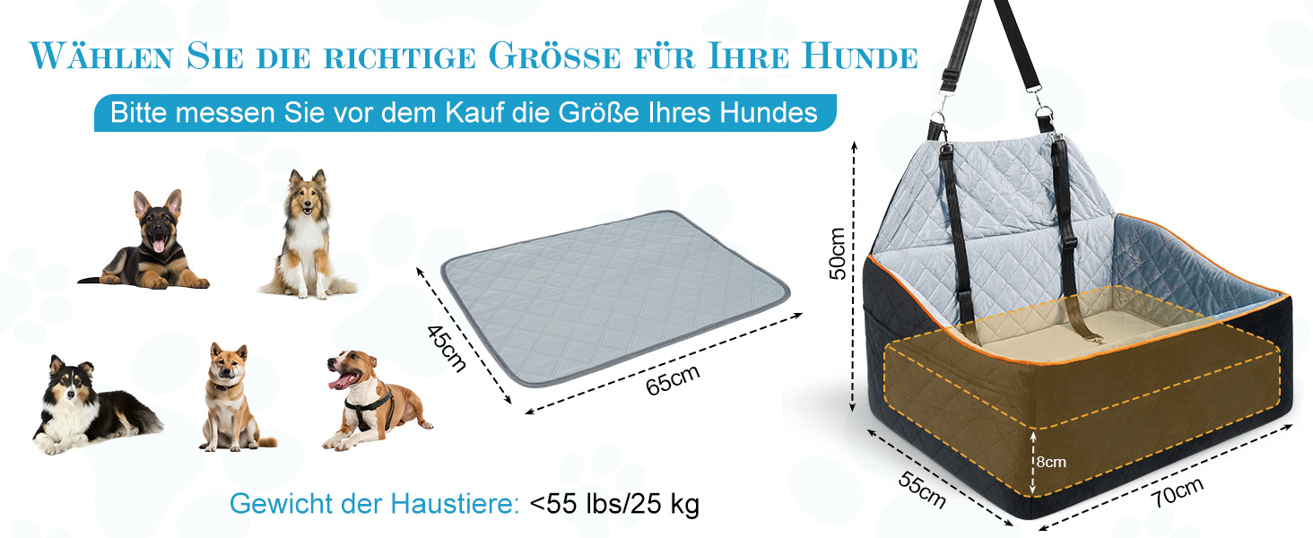 Автокрісло для собак великих та середніх порід до 45 кг, знімне та миється, з безпечними лініями та антиковзною основою для заднього сидіння автомобіля