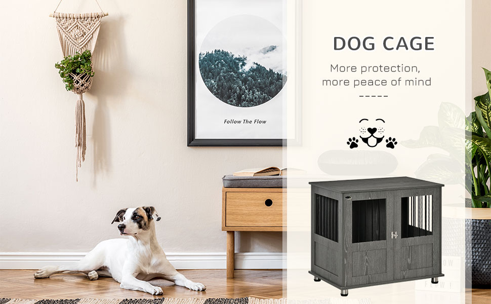 Клітка для собак PawHut - вольєр, переноска для маленьких та середніх собак, сіра, 85 x 55 x 75 см