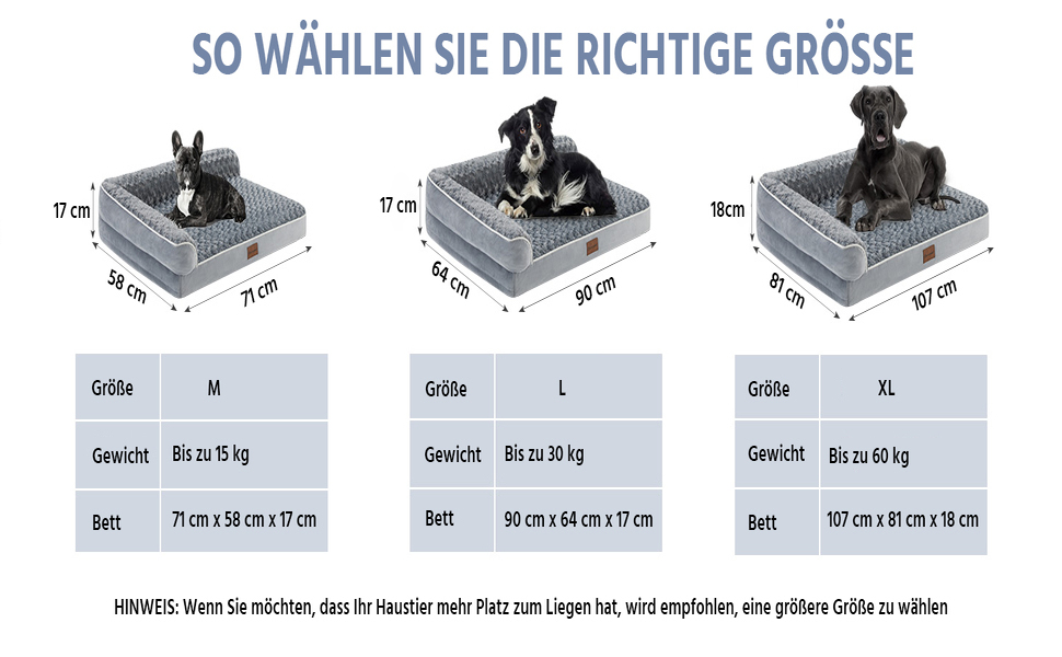 Ортопедичні лежанки для собак великих порід - водонепроникні, з водонепроникним підкладом, з неслизьким дном, знімний та пральний чохол (XL: 107 x 81 x 18 см)