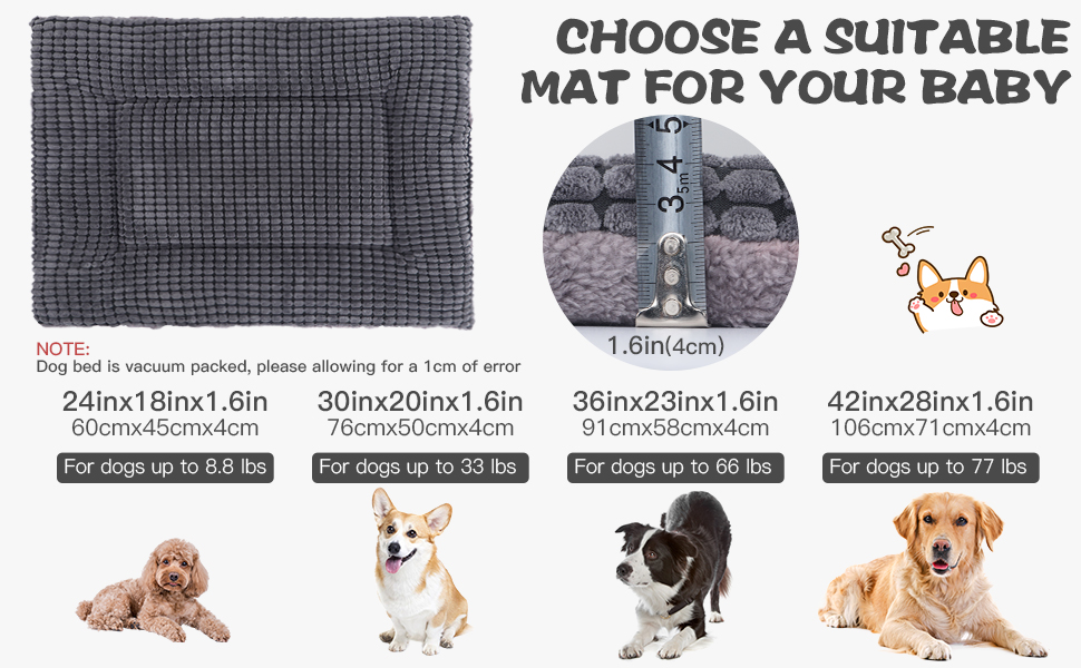 Ортопедичний лежак для собак BVAGSS, м'який килимок для собак, теплий лежак для собак маленьких, середніх та великих порід, XH079 (91x58x4 см, світло-сірий)