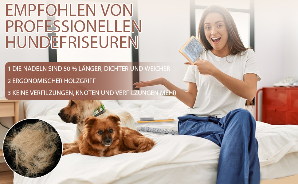 Пухнаста щітка для собак із середнім або довгим хутром, велика, синього кольору. Видаляє відмерле волосся, розплутує та запобігає утворенню ковтунів.