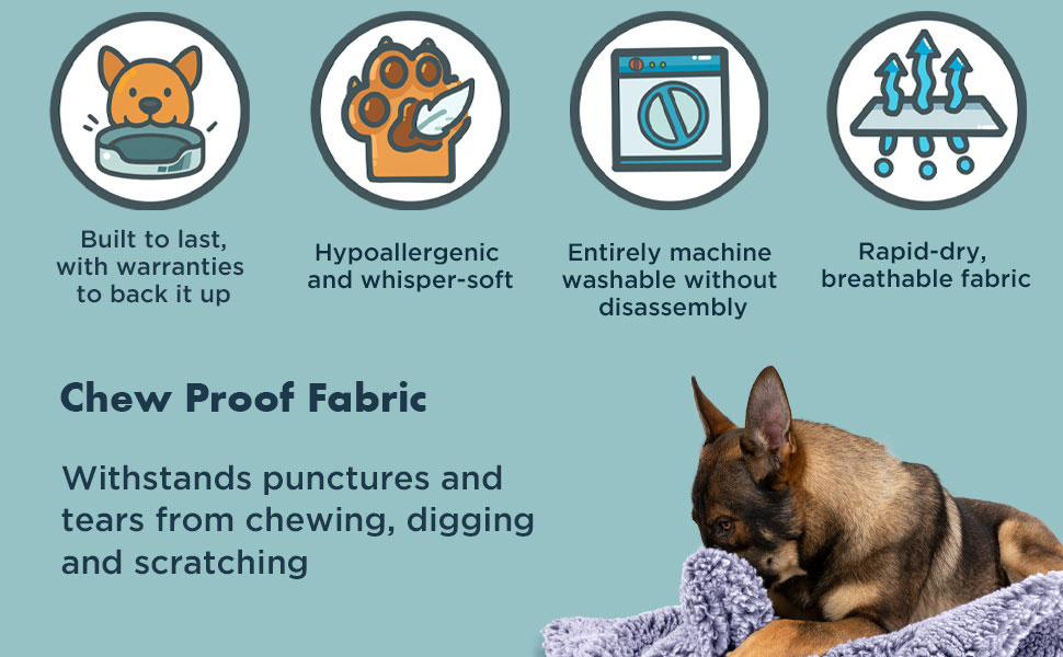 Міцне ліжко для собак Toutwool - стійке до кусання, 3XL, 58x41x5 см, для маленьких порід, Jacaranda