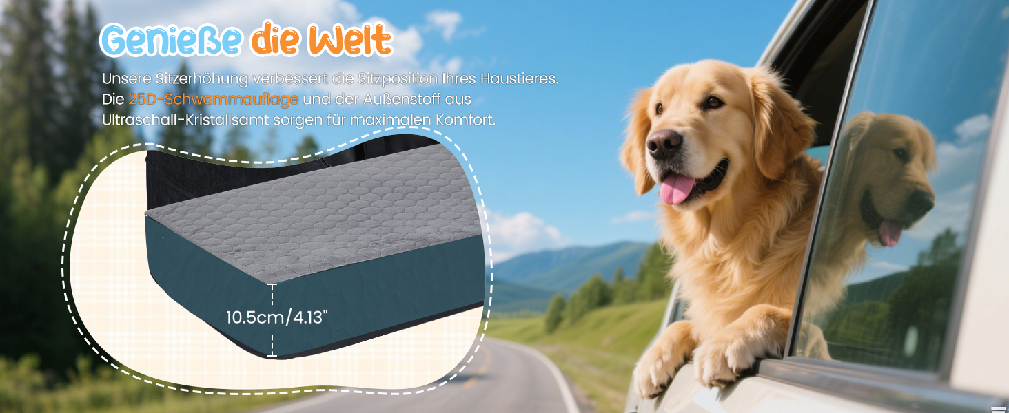 Автомобільний лежак для собак середніх та великих порід 78x55x53 см, знімний, миючий, з поводом, водонепроникний чохол, для великих собак