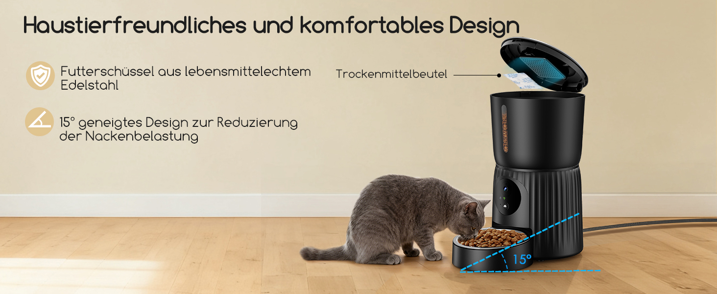 Автомат годівлі для котів Faroro з Wi-Fi, 1080P HD відео, нічне бачення, 4L, для котів/собак, двосторонній аудіо, керування через APP, антиблокувальний сенсор, подвійний примус