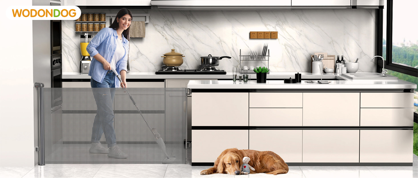 Захист для сходів з замком: розтяжний захист для дітей та собак, 150 см ширина, 83 см висота (300 см)