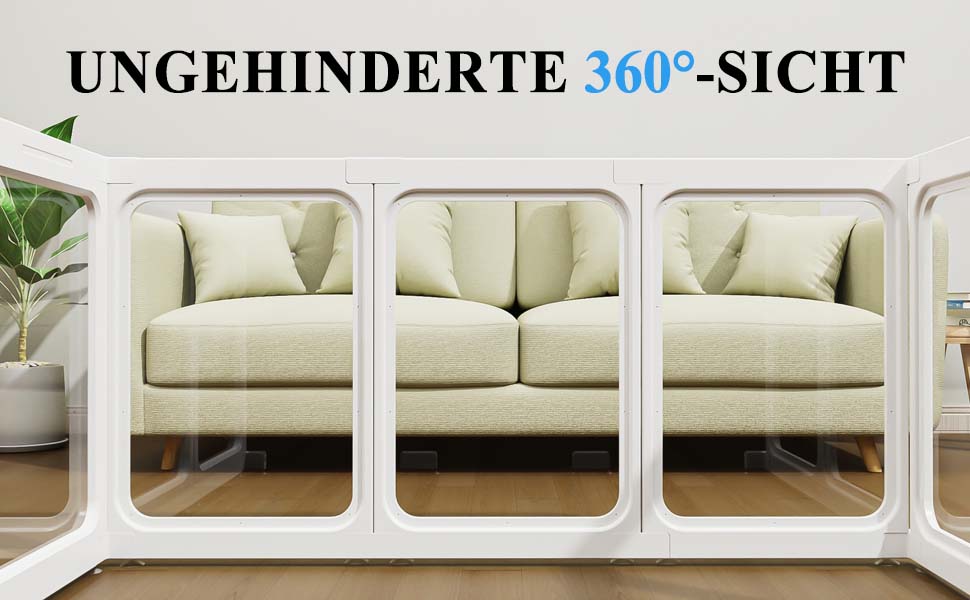 Кія для цуценят SISKEYCOOC 60 см з акрилового пластику, прозорий, з дверцятами, для собак середніх та маленьких порід, легкий у догляді, для дому, 10 шт. Білий, 9+1, висота 60 см