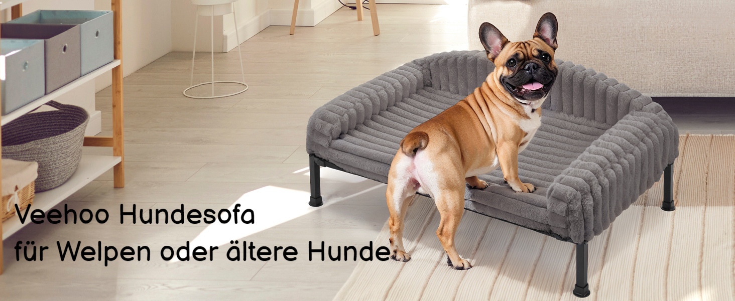 Ліжко для собак Veehoo - зручне диванчик для маленьких собак з ортопедичним матрацом, антиковзаючі ніжки, 60x45x10 см, білий