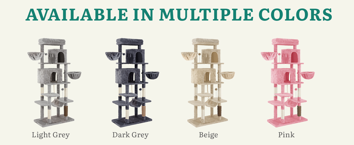 Котячий комплекс YITAHOME для великих котів з подряпальниками, будиночком та платформами, 157 см, рожевий