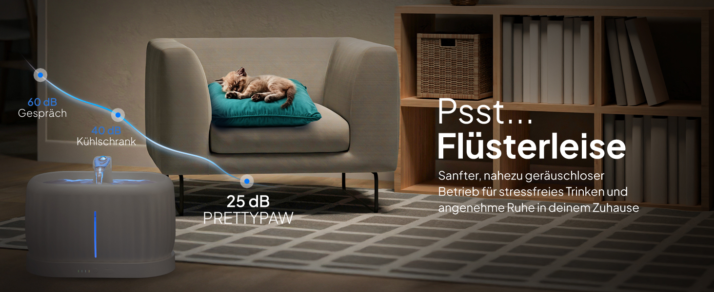 Турбофонтанчик для котів Pretty Paw з датчиком руху, бездротовий, 45 днів роботи від акумулятора, фільтр, 4 л, BPA Free, чорний