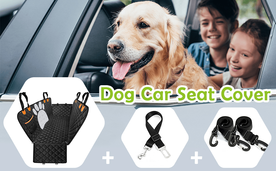 Захисна підстилка для собак у машину ALLSOPETS – водовідштовхувальна, неслизька, з сіткою, ременями безпеки та кишенькою для авто, SUV, вантажівка (антрацит, чорний)