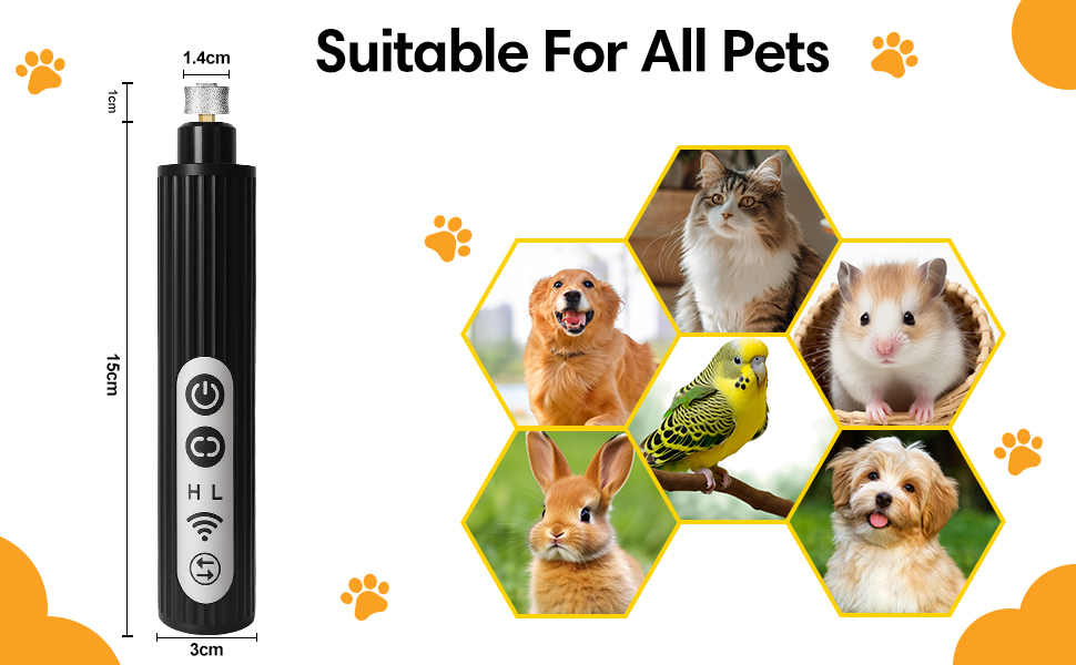 Шліфувальник кігтів для собак HOSSOM - безпечний інструмент для догляду за кігтями собак великих, середніх та малих порід