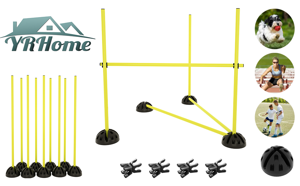 Набір пружинних стрибків YRHome для агіліті та координації - 15 стрибків, 10 підставок, 10 кліпсів (жовтий)
