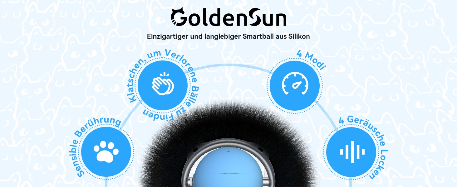 Іграшка для котів GoldenSun: м'ячик з дзижчанням, мишки на килимку, 5-дірковий хованки, блакитний колір