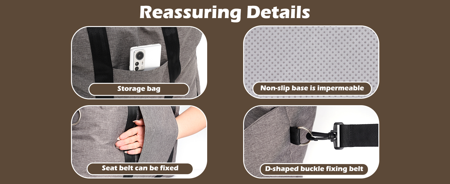 Автомобільний лежак для собак, знімний та миючий, неслизький, для маленьких та середніх собак, з ременями безпеки та бічними кишенями, підходить для будь-якого авто