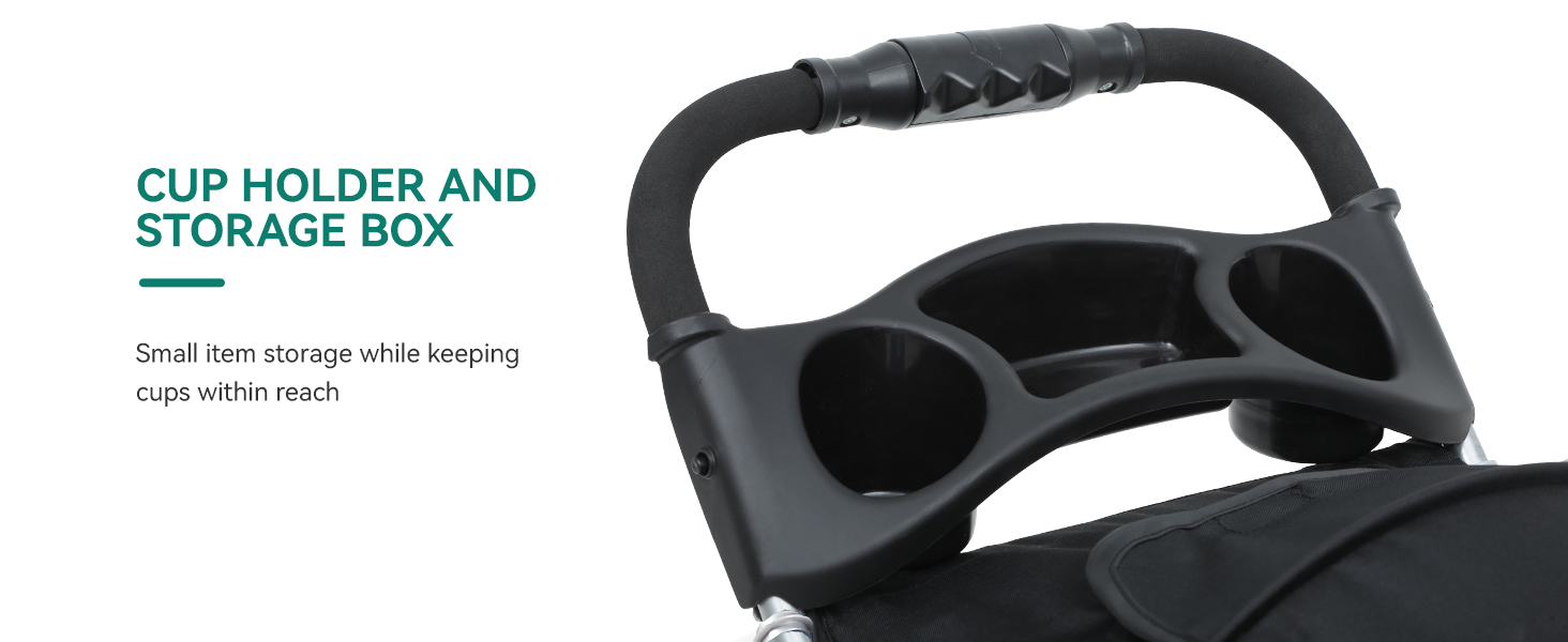 Візок для собак та котів YITAHOME, до 15 кг, з сітчастими віконцями, тримачем для напоїв та кошиком для речей (Чорний)