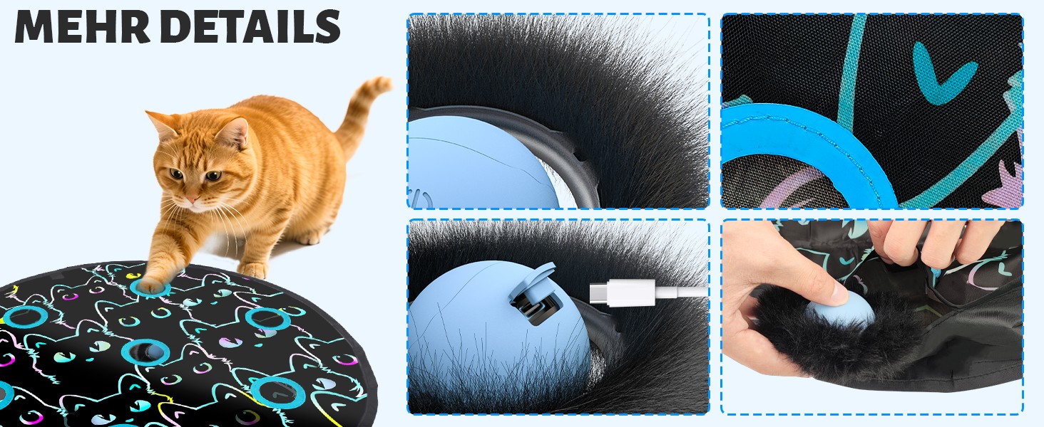 Іграшка для котів GoldenSun: м'ячик з дзижчанням, мишки на килимку, 5-дірковий хованки, блакитний колір